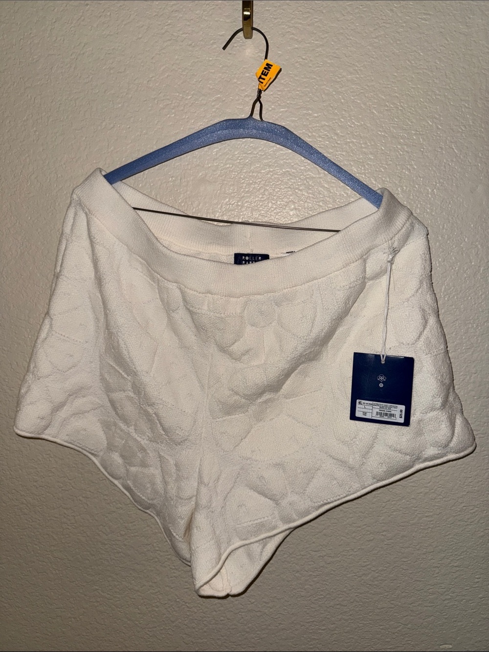 Roller Rabbit White Textured High-Waist Knit Shorts